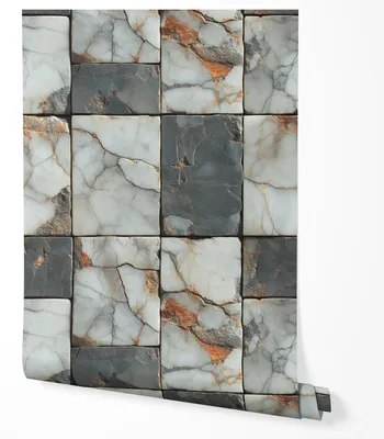 Produktbild von Selbstklebende Tapete Möbelfolie Fliesenoptik Marmor Grau Weiß Rostoptik 3D Steinfliesen Wand Modern Luxus Tapete Wohnzimmer Schlafzimmer Flur Küche Abwaschbar 2,5m x 0,5m