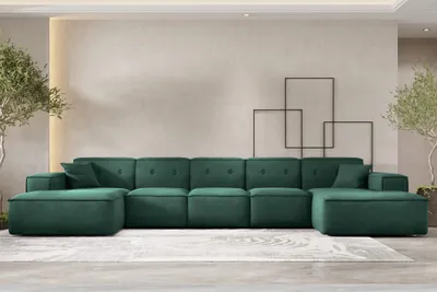 Produktbild von Wohnlandschaft Sofa U-Form CESINA XL in Stoff Opera Velvet Grün