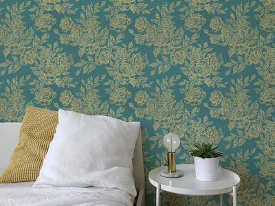 Produktbild von Selbstklebende Blumen-Tapete mit goldenen Akzenten - 44 cm x 3 m - wasserdichte und strapazierfähige Tapete für Wohnzimmer, Schlafzimmer und mehr