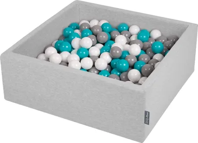 Image de KiddyMoon 90x30cm/200 balles ∅ 7cm Round Dry Pool with Balls Certified  EU, Light Grey:Grey/White/Tyrex