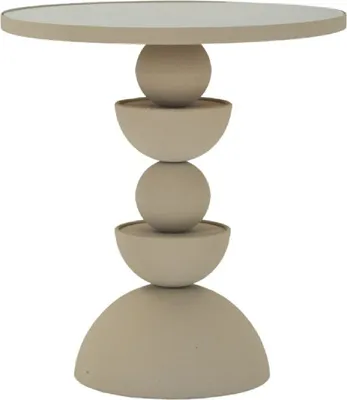 Image de Mauro Ferretti Table d'appoint Düne avec plateau miroir Ø 40,5x42 cm crème