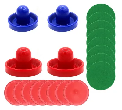 Imagen del producto de Mesa de air hockey - 4 botones - 8 discos - Rojo/Azul - Botones de 96 mm - Base de fieltro verde - Set de hockey