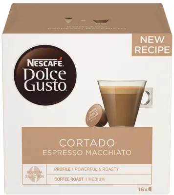 Zdjęcie produktu dla Nescafé Dolce Gusto Cortado Espresso Macchiato, kawa, kapsułki z kawą, 3 x 16 kapsułek