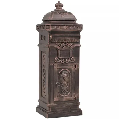 Image de vidaXL Boîte aux lettres à colonne en aluminium style vintage inoxydable bronze