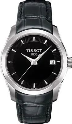 Obrázek produktu pro Hodinky Tissot Couturier T-Classic Lady, dámské, stříbrné, s černým koženým řemínkem