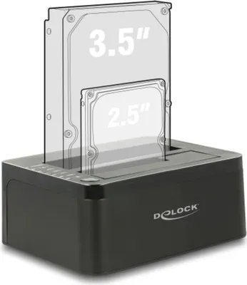 Produktbild von DeLOCK 62661, HDD, SATA, 2.5,3.5", USB 3.2 Gen 1 (3.1 Gen 1) Type-B, Schwarz, 5 Gbit/s