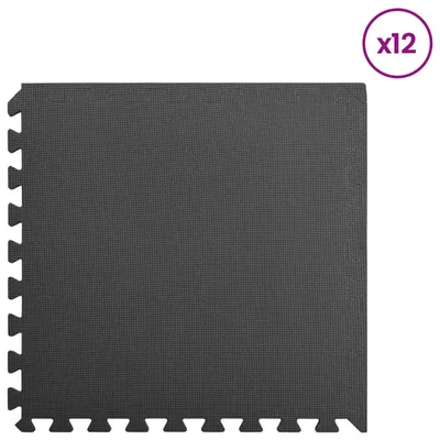 Produktbild von vidaXL Pool Bodenteppich 12 pcs Schwarz 4,32 ㎡ EVA-Schaum