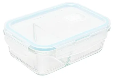 Image de Boîte de rangement rectangulaire avec 2 compartiments, 0,7 litre