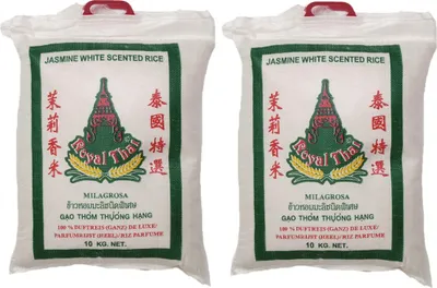 Produktbild von Doppelpack ROYAL THAI Langkorn Duftreis (ganz) DE LUXE (2x 10kg) | Jasmin White Scented Rice