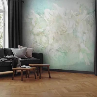 Produktbild von Vlies Fototapete - Blossoming among pastels - abstract with floral motif and patterns 300x210 cm Blumen b-B-10060-a-a