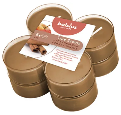 Produktbild von Bolsius Duftteelichter Maxi True Scents Apfel Zimt Ø 4,6 cm, 8er Pack