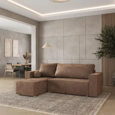 Produktbild von Masseno Ecksofa RAVELO M mit Schlaffunktion L-Form, Sofa mit Bettkasten, Wohnzimmersofa, Couch, Soffa, Bettsofa, Couchgarnitur- Beige, MONOLITH 09