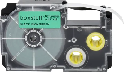 Produktbild von Casio Compatible XR-12GN Schriftbandkassette - schwarz auf grün - 12 mm x 8 m