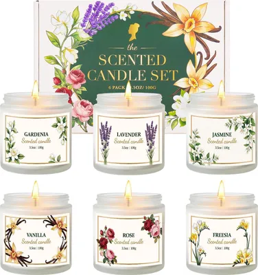 Produktbild von Set aus 6 Sojawachskerzen für Frauen - Aromatherapie Duftkerzen