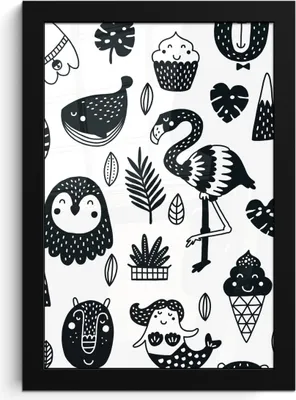 Produktbild von MuchoWow® MuchoWow® Gerahmtes Poster Tiere - Meerjungfrau - Muster - Jungen - Mädchen - Baby 20x30 cm - Poster mit zchwarzem Bilderrahmen - Drucken - Bilder Poster im Rahmen