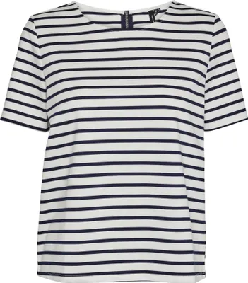 Produktbild von VERO MODA Gestreiftes Top Shirt mit Zip-Fly Design Stretch T-Shirt Oberteil Größe: XS