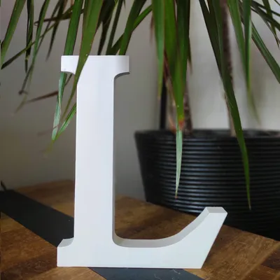 Produktbild von Holzbuchstabe weiß, ca. 20 cm, 1,8 cm Dicke, Buchstabe L