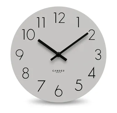 Analoge Wandklok 25 cm, MDF, geräuschlos, grau, modern