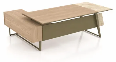 Immagine prodotto di Scrivania moderna, legno beige, design elegante per l'ufficio domestico