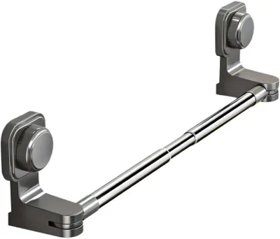 Imagen del producto de Soporte para toallas de acero inoxidable, ajustable de 30 a 60 cm, con ventosa, para baño