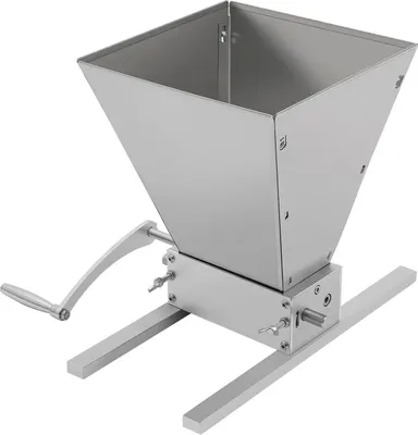 Produktbild von Getreidemühle & Malzschrotmühle - Handkurbel/Bohrmaschinenantrieb - 4 L Volumen - Edelstahl - Für Gerste & Weizen - Für Heimbrauen - Silber