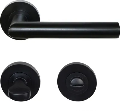 Produktbild von Türbeschlag 1357-B R WC Schwarz Pulverbeschichtet Türklinke Türdrücker