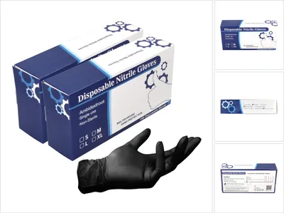 Produktbild von Nitril Einweg Handschuhe in Spenderbox Schwarz / Black 200 Stück Größe M / Medium - nicht Steril