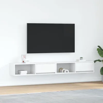 Image de vidaXL Armoires TV 2 pcs. Blanc 100x31x25,5 cm Bois composite