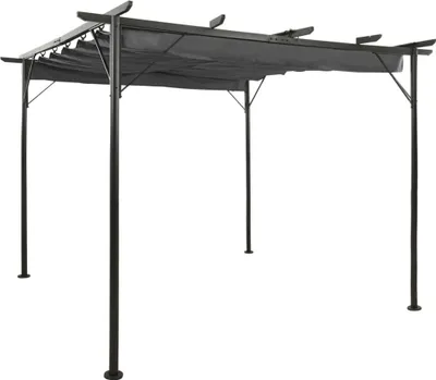 Image de The Living Store Pergola avec toit extensible Anthracite 3x3 m Acier 180 g/m