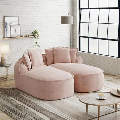 Image de Canapé deux places Chenille Cloud, sans structure, méridienne extra-large, 184 x 164 x 67 cm, rose