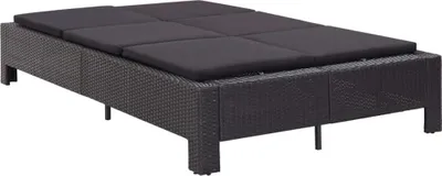 Obrázok produktu pre vidaXL Lehátko pre 2 osoby s vankúšom Black Poly Rattan
