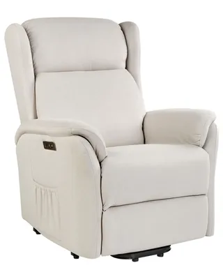 Produktbild von BELIANI Sessel Hellbeige Samt Elektrisch Verstellbar mit Armlehnen Fußablage Relaxfunktion USB-Port Modern Relaxsessel Büro Arbeitszimmer