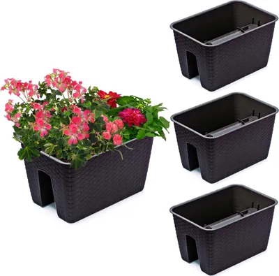 Obrázek produktu pro 3x Box na květináče 27,2 cm x 39,6 cm Ratan Umbra Brown 13 L zábradlí balustráda
