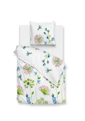 Produktbild von ZO!Home Kolie Bettwäsche 155 White Bettwäsche 1 x Bettbezug 155x220 + 1 x Kopfkissenbezug 80x80 White Geblumt weiß