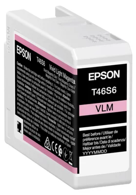 Obrázek produktu pro Epson Singlepack Vivid Light Magenta T46S6 UltraChrome Pro 10 ink 25ml, Světle purpurová, Inkoust na pigmentové bázi, 25 ml, 1 kusů, Balení po jednom
