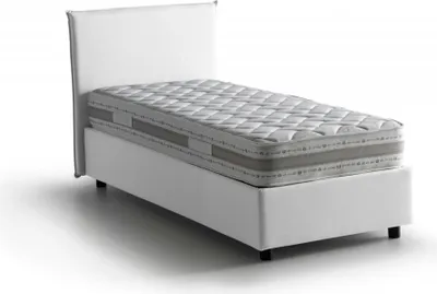 Produktbild von Einzelbett Claire, Containerbett mit Stoffbespannung, 100%  Italy, Frontöffnung, inklusive Matratze Cm 90x200, Weiß