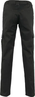 A back view of a pair of black cargo pants.
