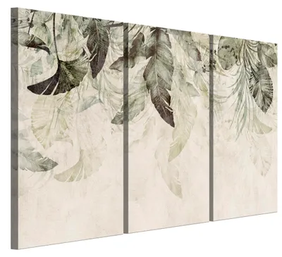 Produktbild von LUMASOUL Leinwand Bilder 3-teilig - Leinwandbild Natur Motiv - Wandbilder Holzrahmen und Webstuhl Wohnzimmer und Schlafzimmer - Bilder 120x80 cm Blätter 07