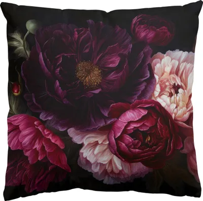 Produktbild von Dekokissen Blumen drinnen / Indoor Zierkissen Samt waschbar Design violett Illustration Sofakissen ohne Füllung