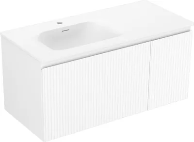 Immagine prodotto di Mexen Rivel mobile bagno 100 cm con lavabo Vela sinistro, 1S, 1D, scanalato, bianco opaco - 91A23-10047-3-BBFF01-W23L01