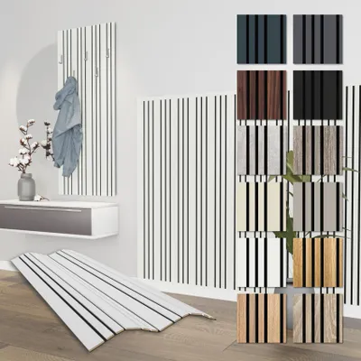 Produktbild von HEXIM Akustikpaneele 6 Stück 138,5x60cm Holz Mila - flexible Holzpaneele Platten Wandpaneele Wanddeko Wand Kombipaneel Wandverkleidung Schalldämmung Akustikfilz weiß (4.98m² White)