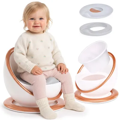 Productafbeelding van Kindertoiletje "Glamour Premium", antislip, met zachte zitting, rugleuning en inzetstuk, geschikt vanaf 18 maanden, wit en goud