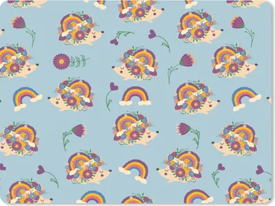 Produktbild von MuchoWow® Mauspad Mousepad Igel - Regenbogen - Blumen - Muster - Kinder 40x30 cm - Mousepads - Maus Mat - Pad - Mausunterlage - Anti Rutsch