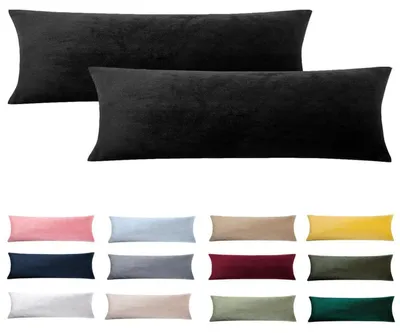 Immagine prodotto di Cuscini per chi dorme su un lato, copri cuscini 40 x 145 cm, set da 2, colore nero, in velluto, morbidi e soffici