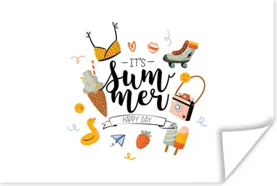 Produktbild von MuchoWow® Poster Sommer - Bikini - Erdbeere 60x40 cm - Schlafzimmerdekoration