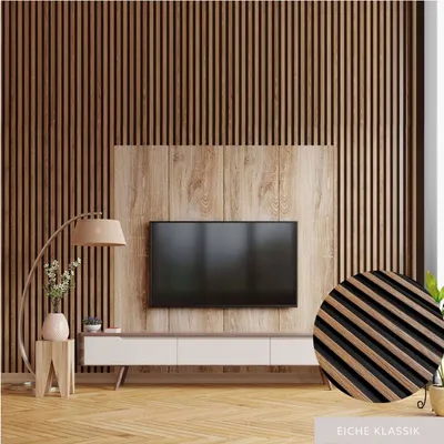 Produktbild von PROVISTON | 3D Wandpaneele Polystyrol | 120 x 2700 mm | Eiche Klassik | Akustikpaneele | 7 St.