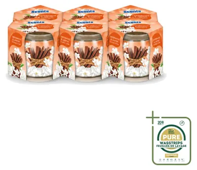 Obrázok produktu pre 6 x Aróma sviečka "At Home Scents" – Santalové drevo a jazmín, 70 g – balenie s 6 kusmi