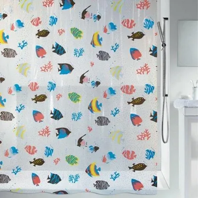 Produktbild von Unyqoos® Duschvorhang mit farbenfrohem Fischdesign für stilvolles Badezimmererlebnis