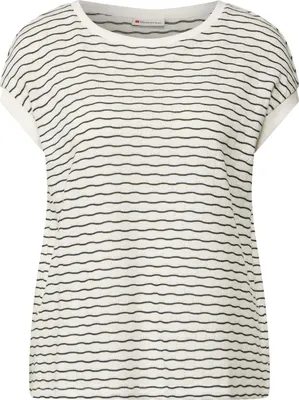 Produktbild von Street One T-Shirt 'Shirt mit welligen Streifen', A323500, off white, Gr. 36
