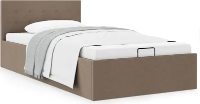 Zdjęcie produktu dla Maison Exclusive - Rama łóżka z podnośnikiem, taupe, tkanina, 100 x 200 cm